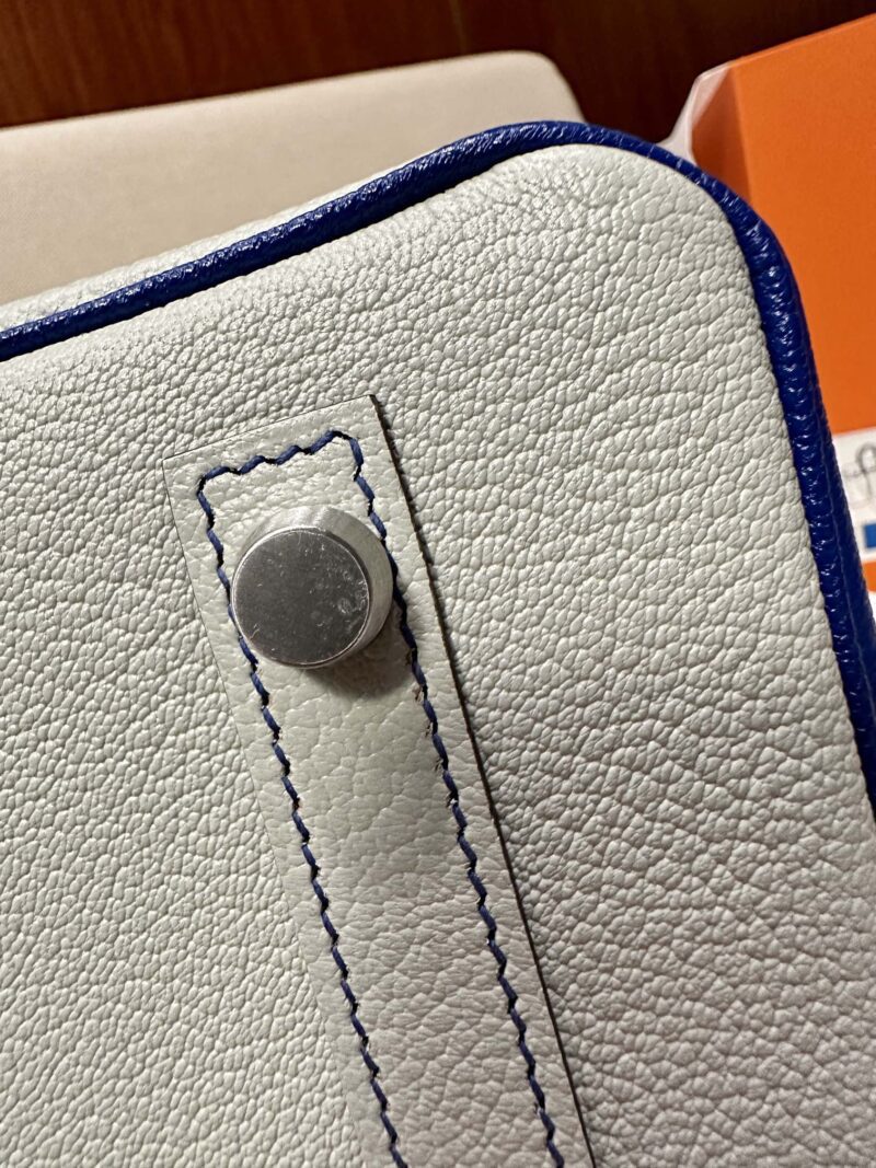 Hermès Birkin 30 Gris Pearl, Blue Electric Chevre Palladium Hardware