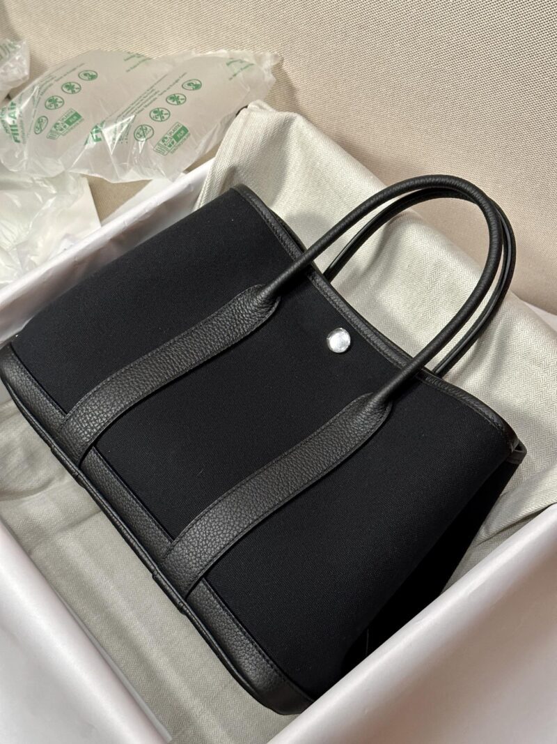 Hermès Garden Party 30 Canvas & Togo Noir Silver Hardware - Image 3