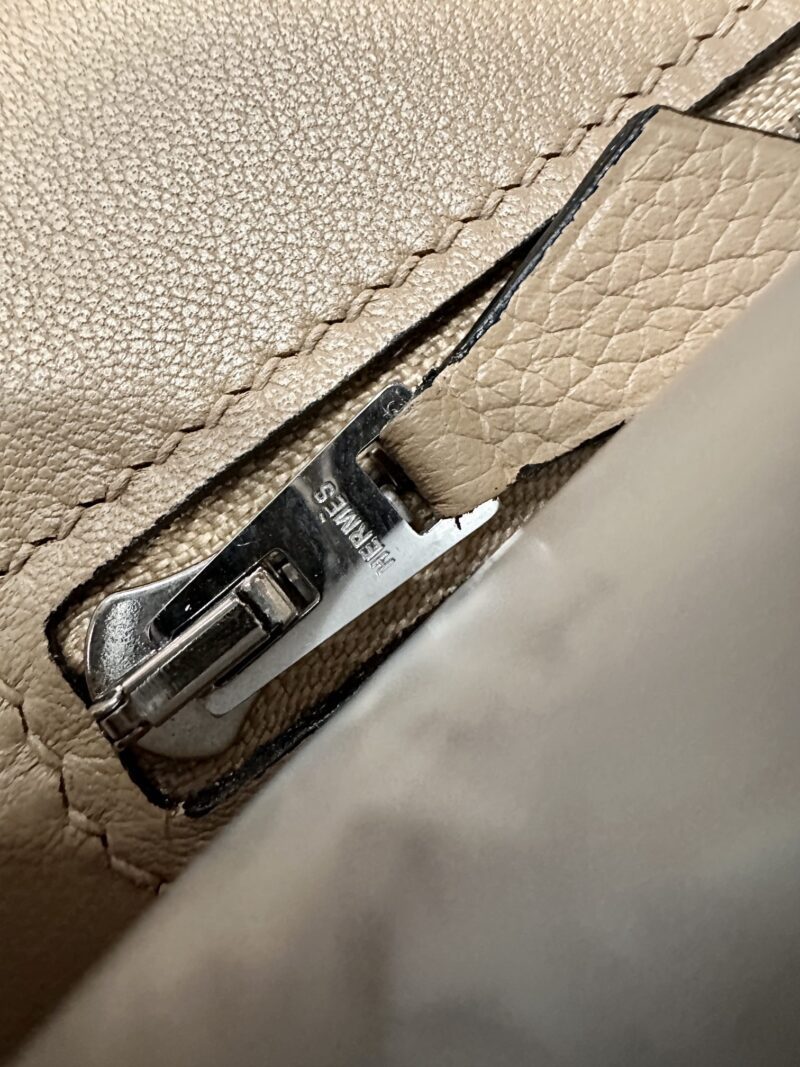 Hermès Mini Kelly 2424 Evercolor & Swift Chai & Nata & Potiron Silver Hardware - Image 10