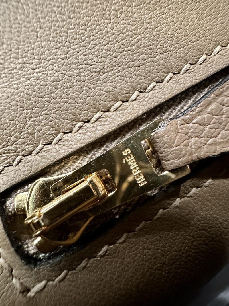 Hermès Mini Kelly 2424 Evercolor & Swift Beige Weimer & Etoupe Gold Hardware - Image 14