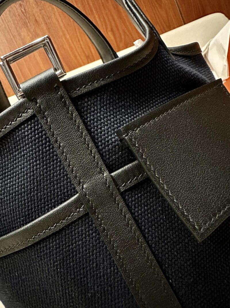 Hermès Picotin Cargo 18 Canvas & Leather Deep Blue & Noir Gold Hardware - Image 10
