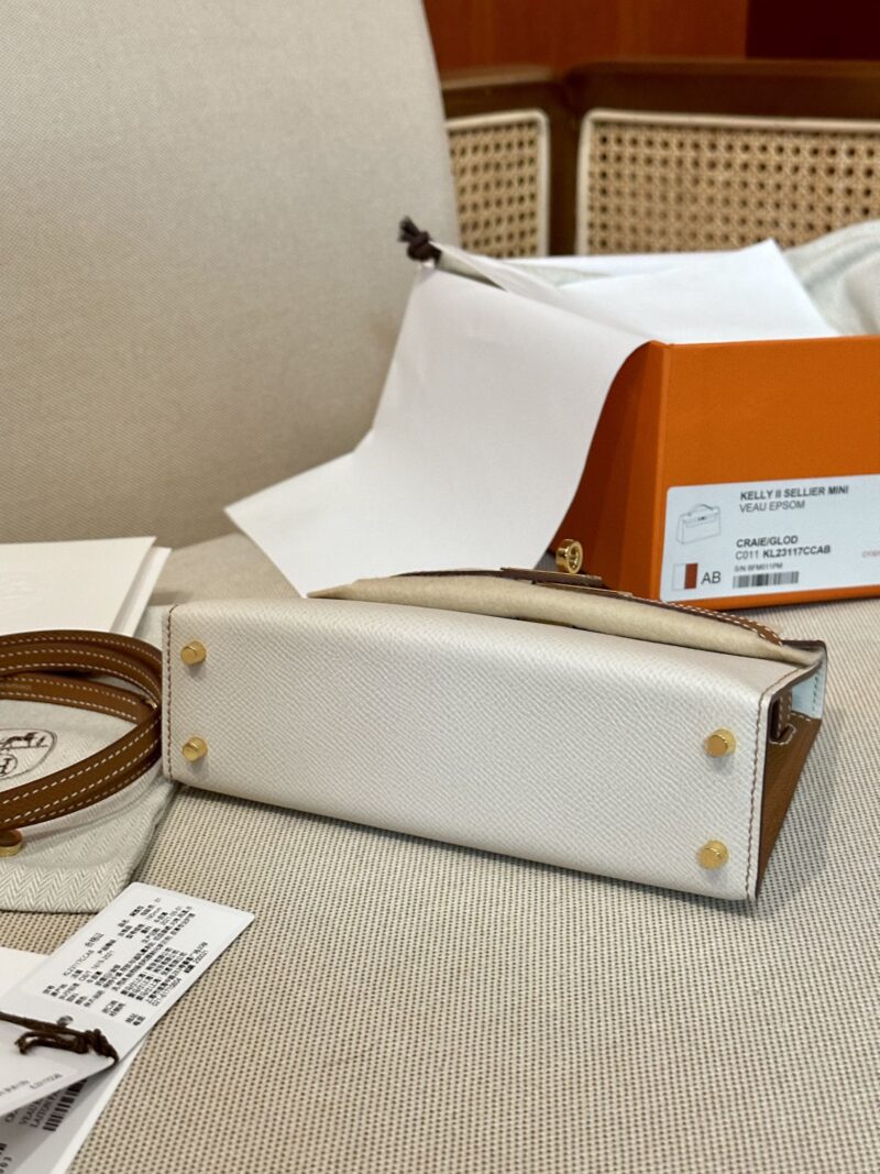 Hermès Mini Kelly 19 Epsom Craie & Gold Gold Hardware - Image 9