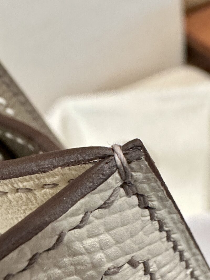 Hermès Mini Kelly 19 Epsom Craie & Gris Asphalt Silver Hardware - Image 19