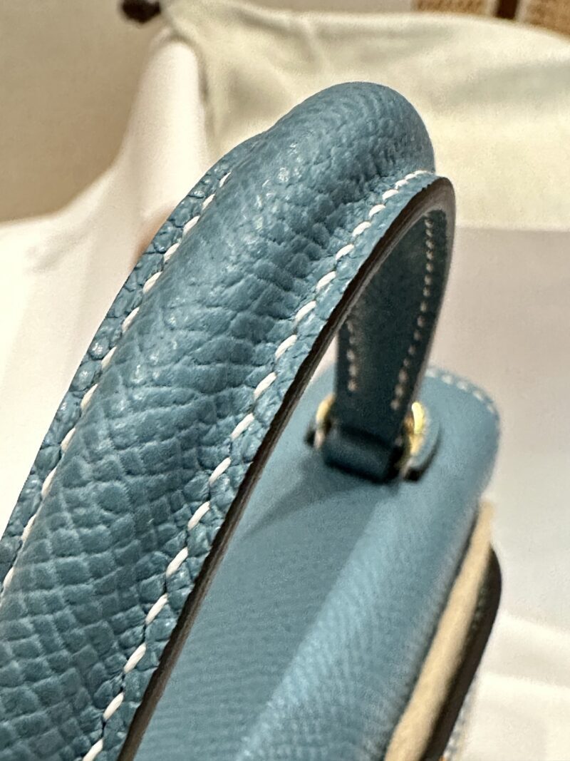Hermès Mini Kelly 19 Epsom New Blue Jean Gold Hardware - Image 14