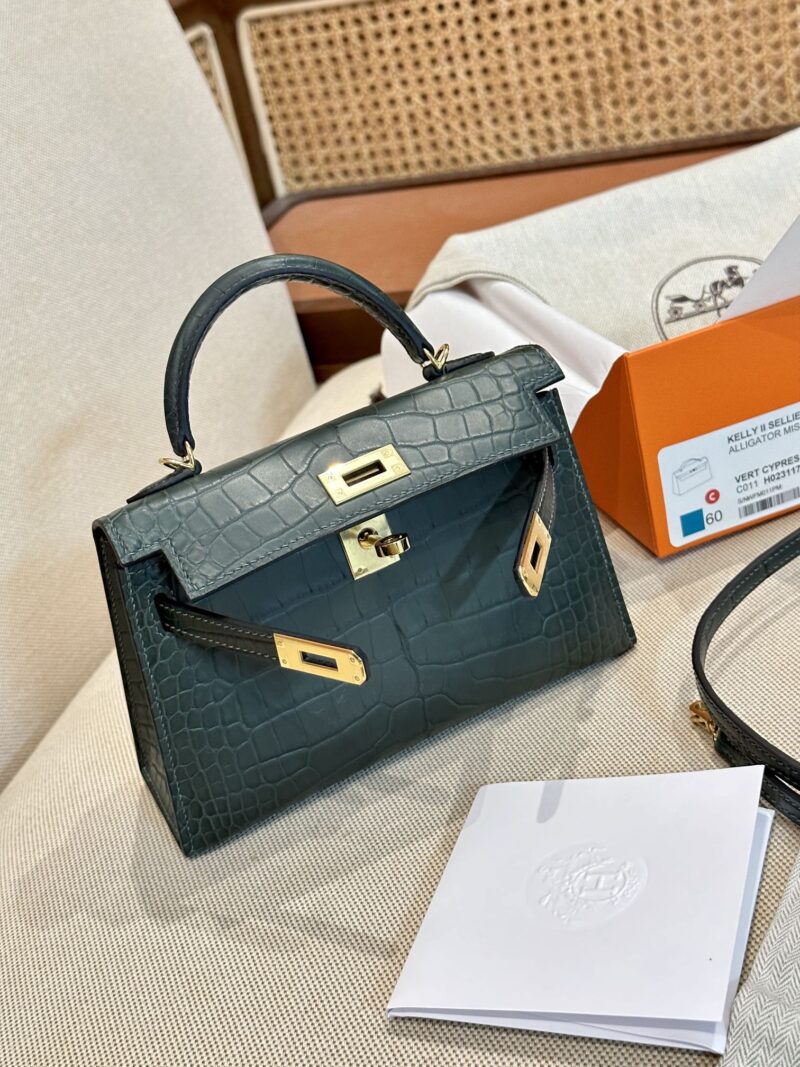 Hermès Mini Kelly Alligator Vert Cypres Gold Hardware