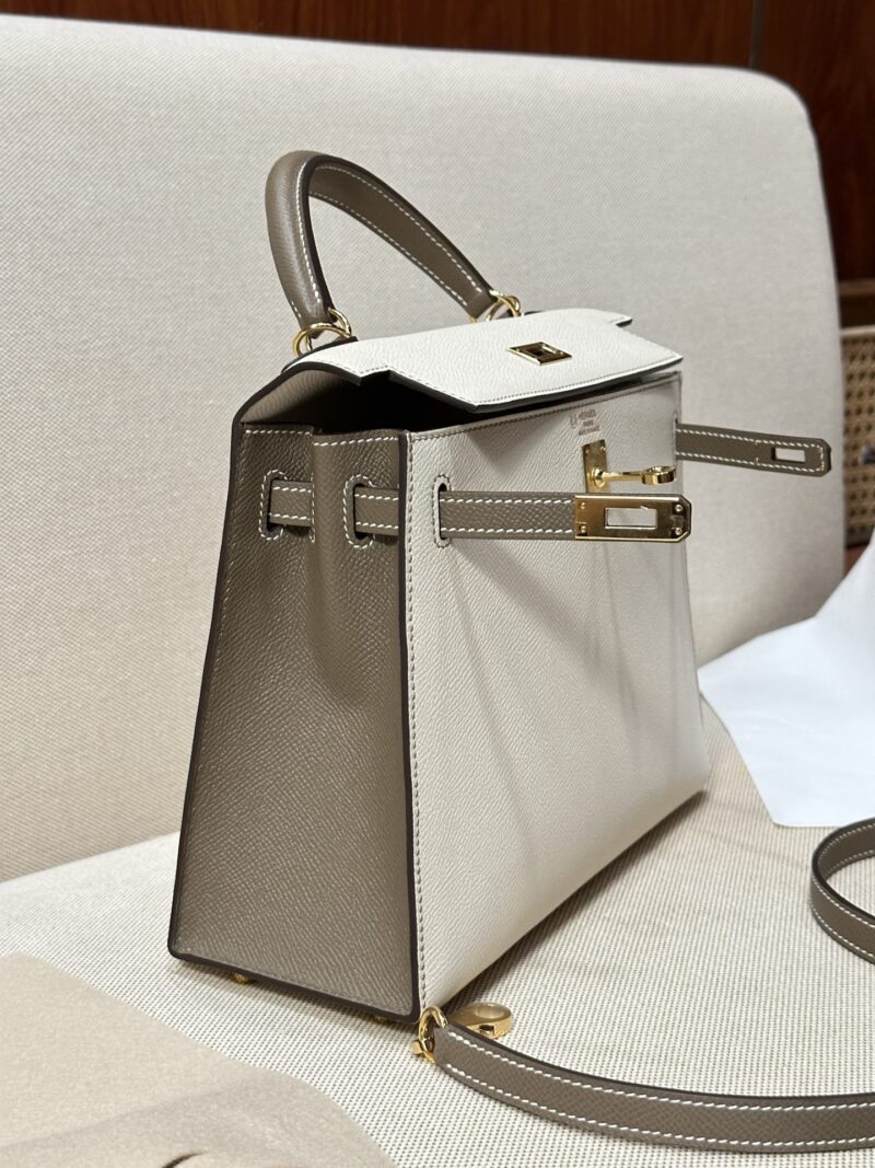 Hermès Kelly 25 Epsom Craie, Etoupe Gold Hardware - Image 6