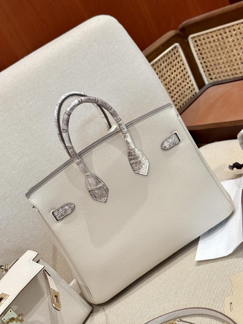 Hermès Birkin 25 Himalaya, Craie Crocodile, Togo Palladium Hardware - Image 2