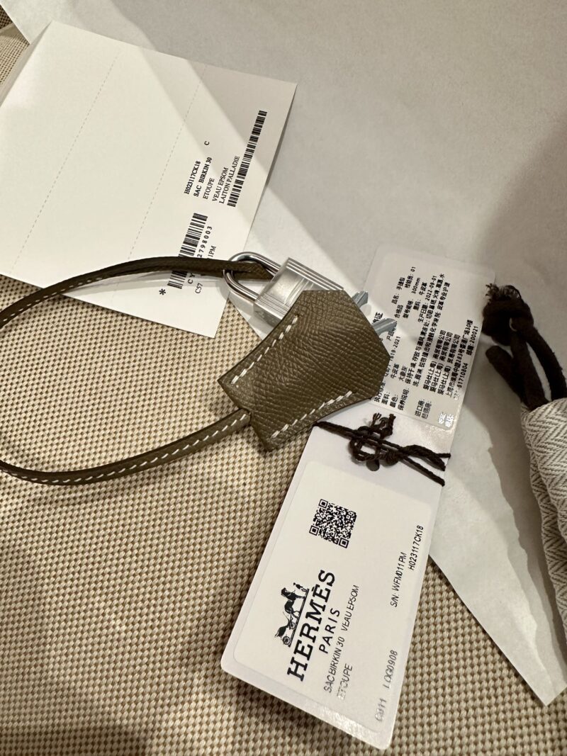 Hermès Birkin 30 Etoupe, Silver Epsom Palladium Hardware - Image 6