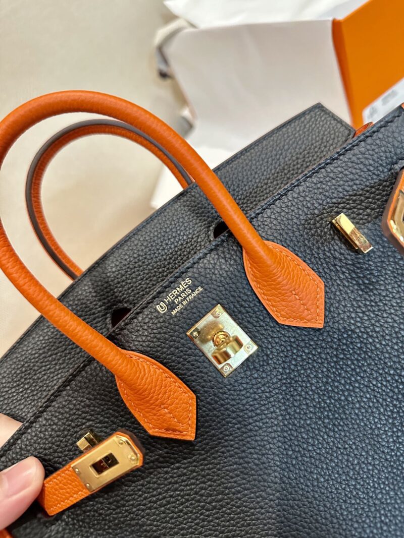 Hermès Birkin 25 Feu Orange, Noir Togo Gold Hardware - Image 13