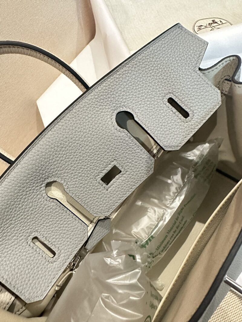 Hermès Birkin 25 Blue De Presse, Craie Togo Palladium Hardware - Image 9