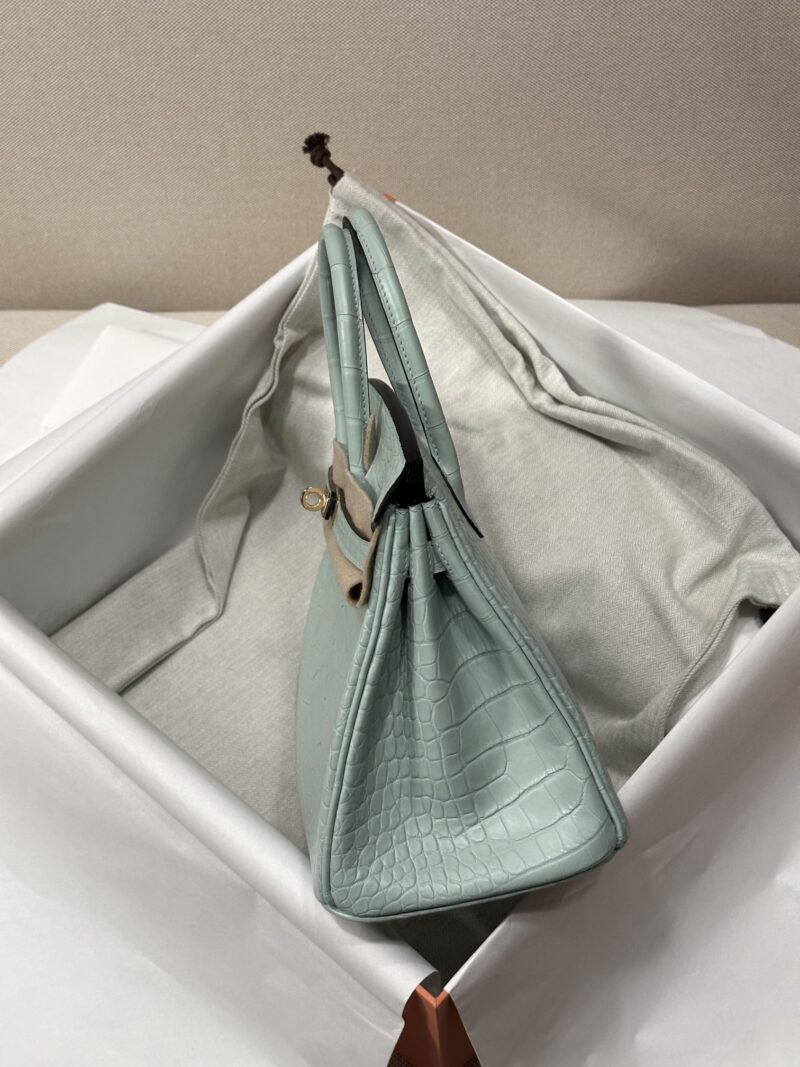 Hermès Birkin 25 Vert D'eau Matte Crocodile Gold Hardware - Image 3