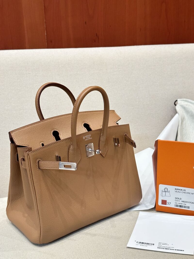 Hermès Birkin 25 Gold Chevre Palladium Hardware - Image 7