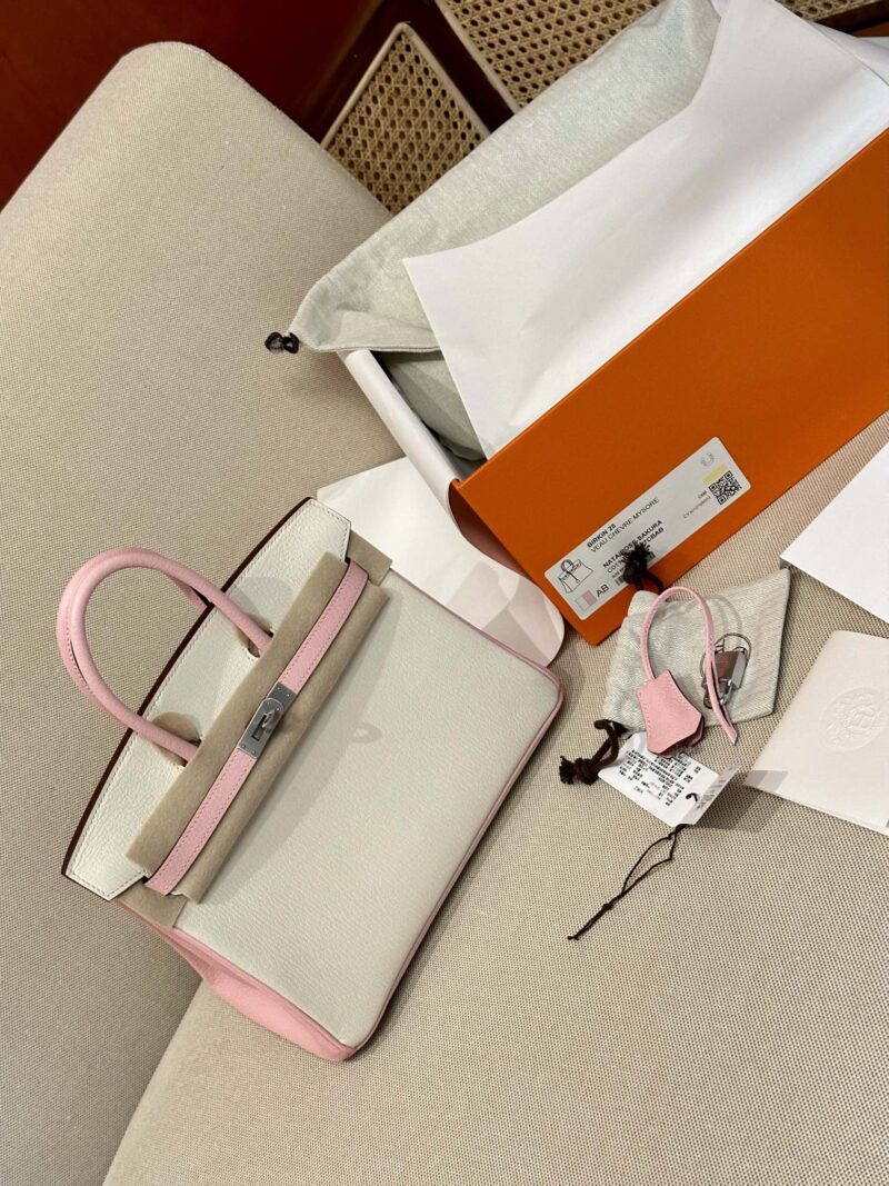Hermès Birkin 25 Nata, Rose Sakura Chevre Palladium Hardware - Image 16