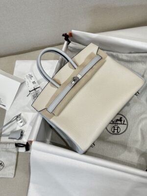 Hermès Birkin 25 Nata, Blue Brume Chevre Palladium Hardware