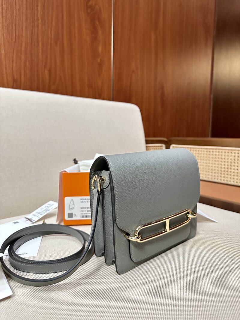 Hermès Roulis 19 Evercolor Gris Meyer Gold Hardware - Image 2