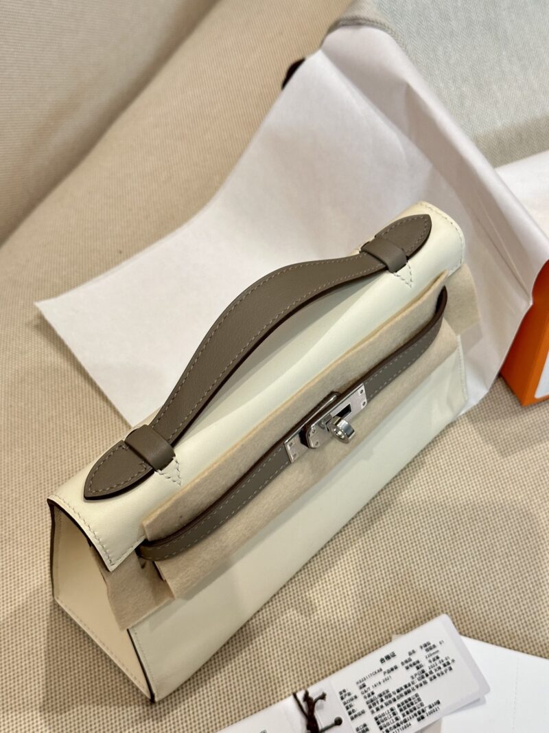 Hermès Kelly Pochette Nata, Gris Asphalt Swift Palladium Hardware