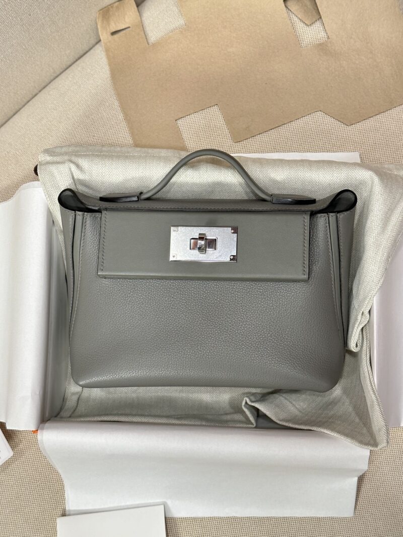 Hermès Mini Kelly 2424 Evercolor & Swift Gris Meyer Silver Hardware - Image 2