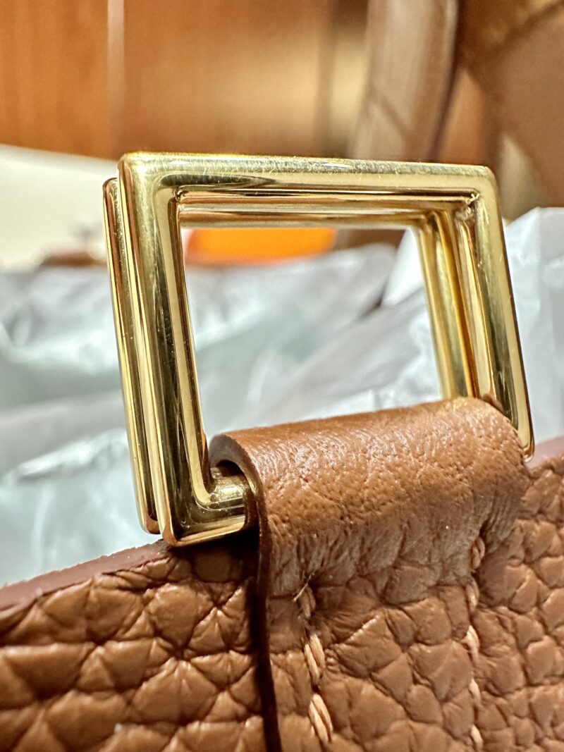 Hermès Picotin 22 Taurillon Clemence & Crocodile Gold Gold Hardware - Image 15