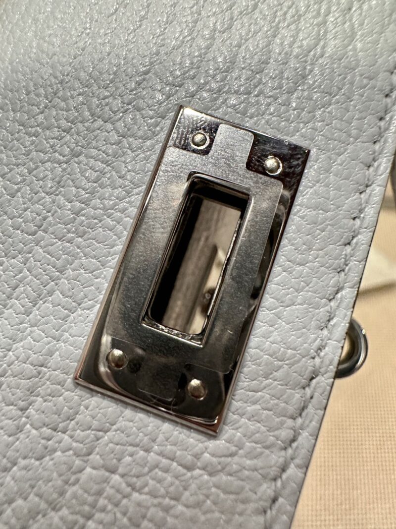 Hermès Mini Kelly Chevre Blue Brume Silver Hardware - Image 12