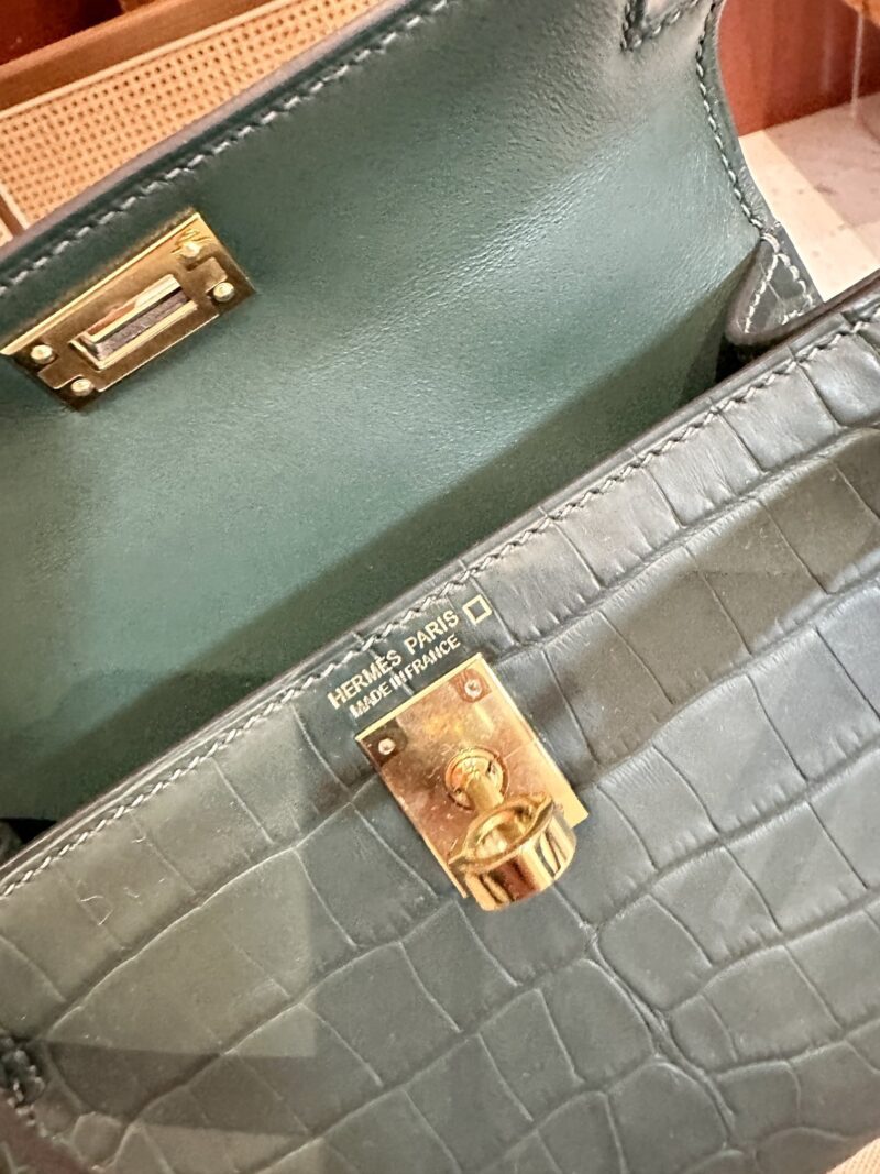 Hermès Mini Kelly Alligator Vert Cypres Gold Hardware