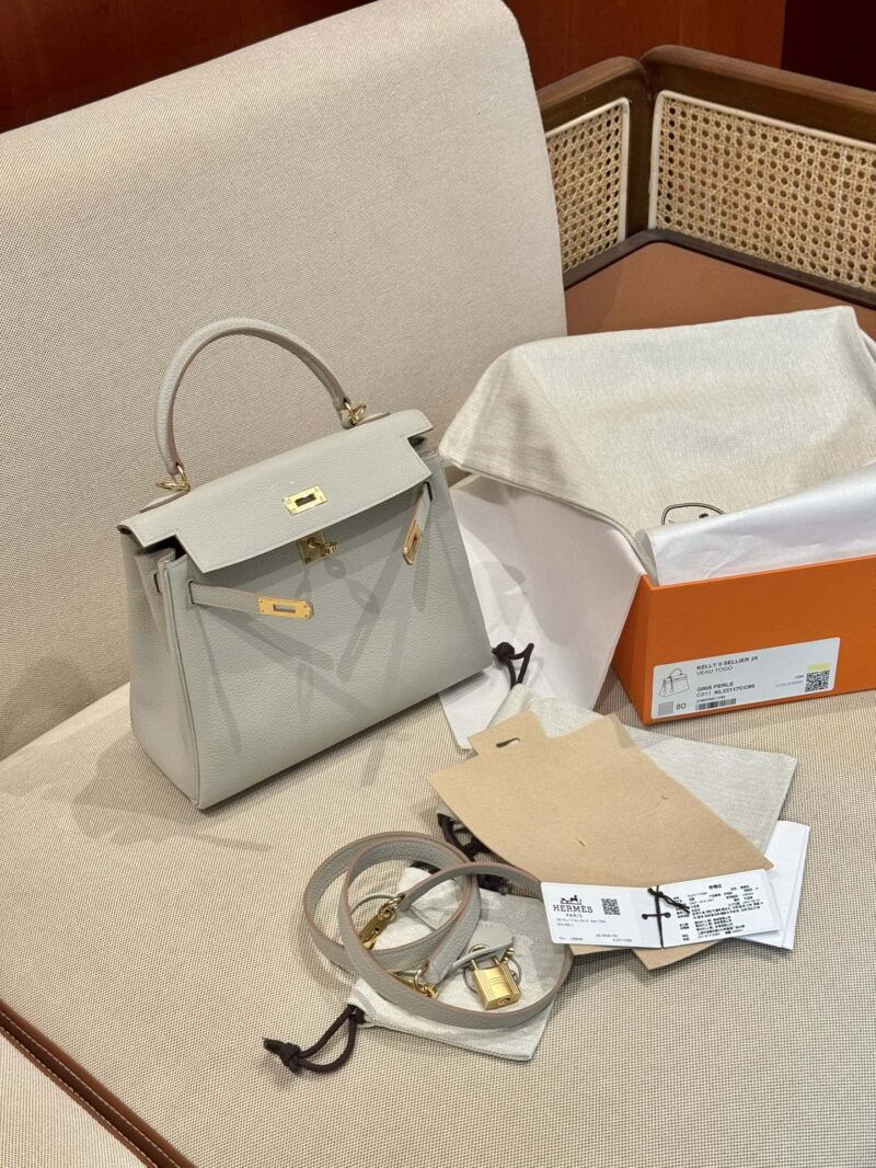 Hermès Kelly 25 Togo Gris Pearl Gold Hardware