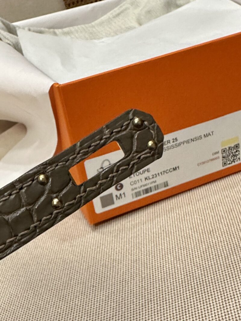 Hermès Kelly 25 Matte Alligator Origan Gold Hardware - Image 19