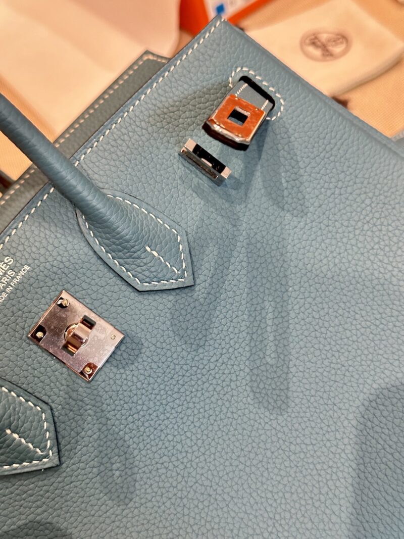 Hermès Birkin 25 Blue Jean Togo Palladium Hardware - Image 10