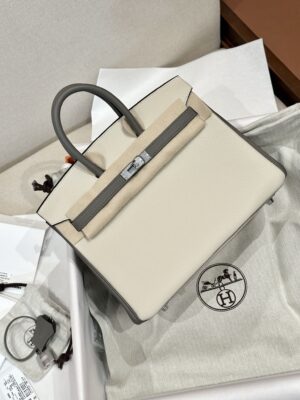 Hermès Birkin 25 Craie, Gris Meyer Togo Palladium Hardware