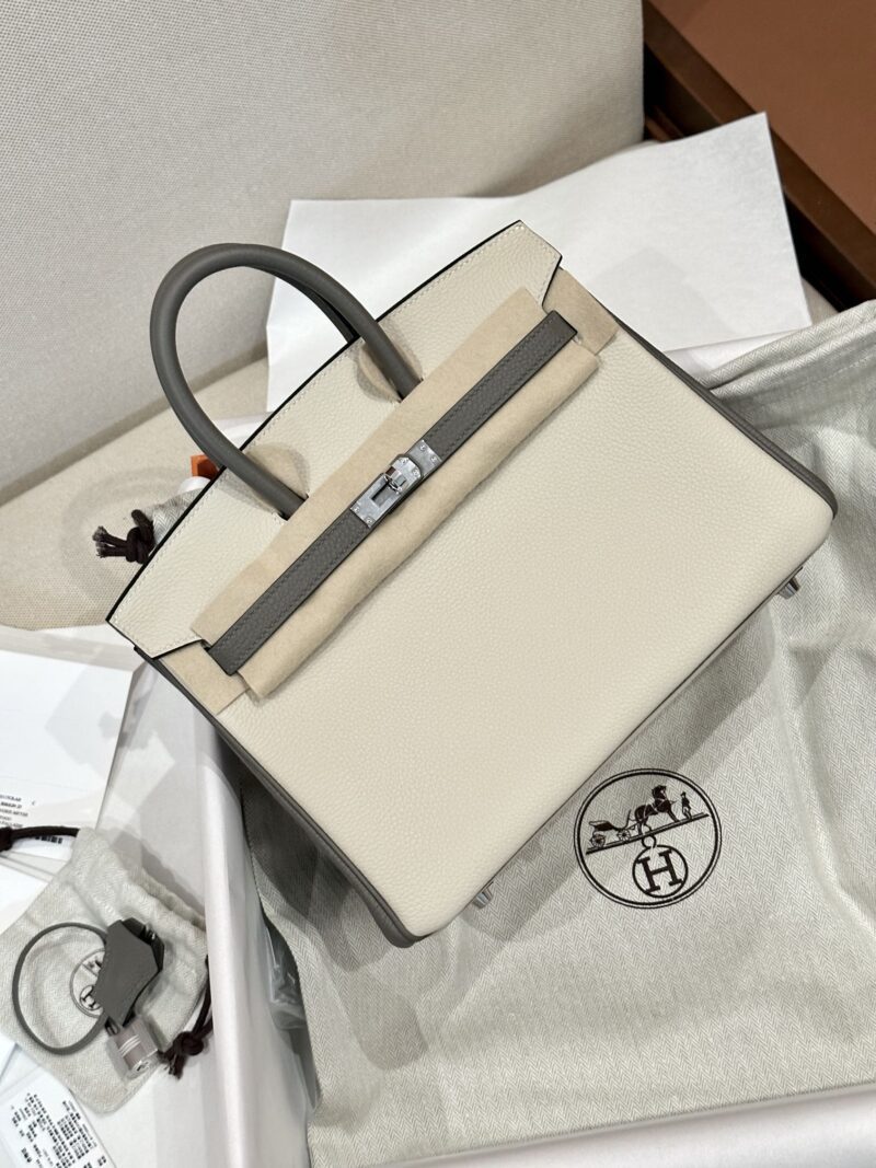 Hermès Birkin 25 Craie, Gris Meyer Togo Palladium Hardware