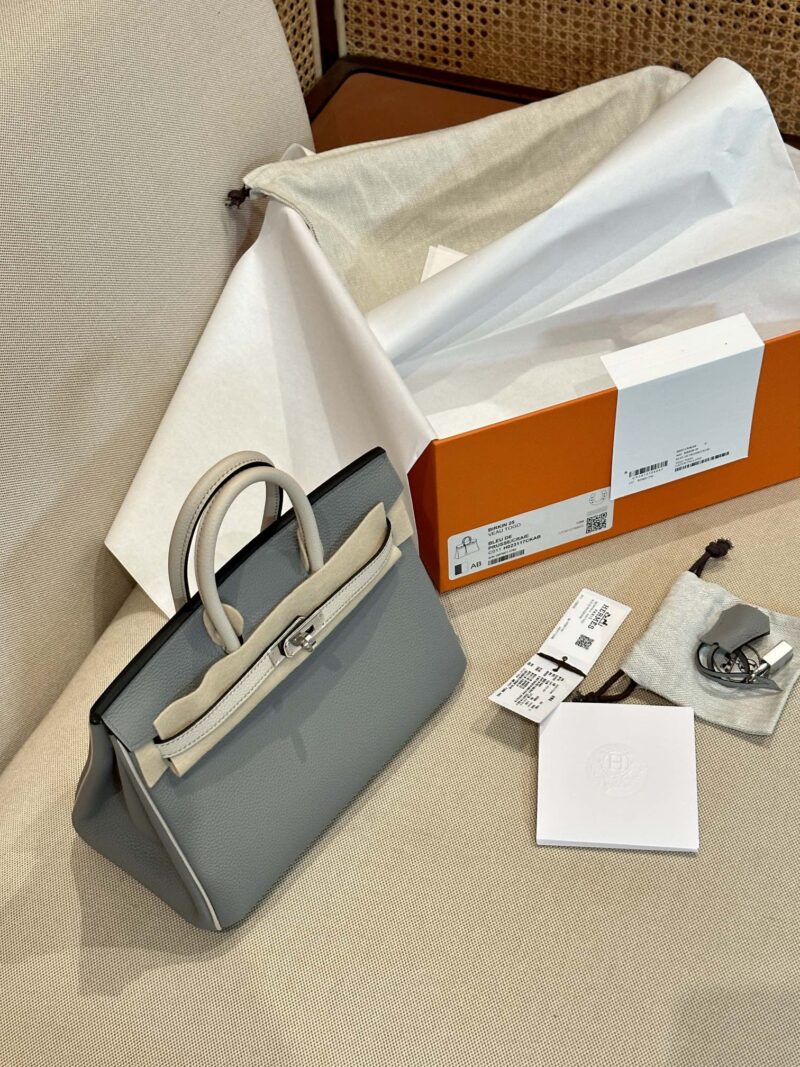 Hermès Birkin 25 Blue De Presse, Craie Togo Palladium Hardware - Image 5