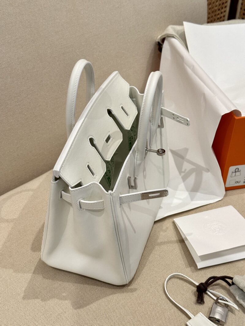 Hermès Birkin 25 New White Swift Palladium Hardware - Image 7