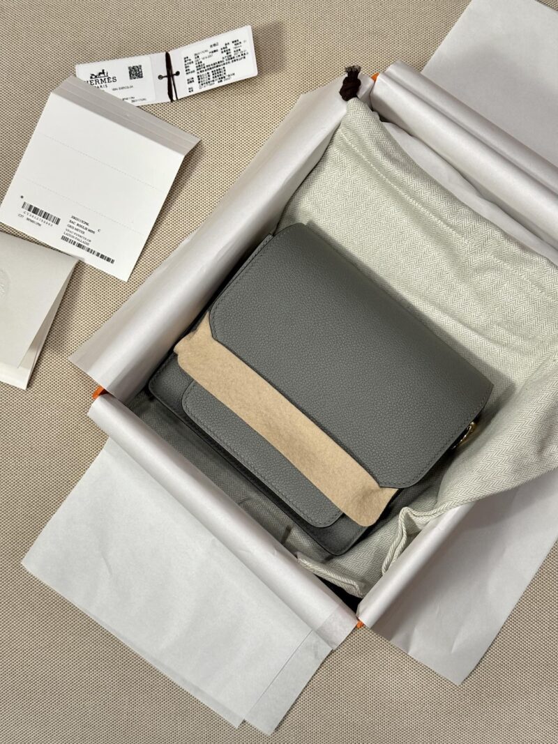 Hermès Roulis 19 Evercolor Gris Meyer Gold Hardware - Image 5