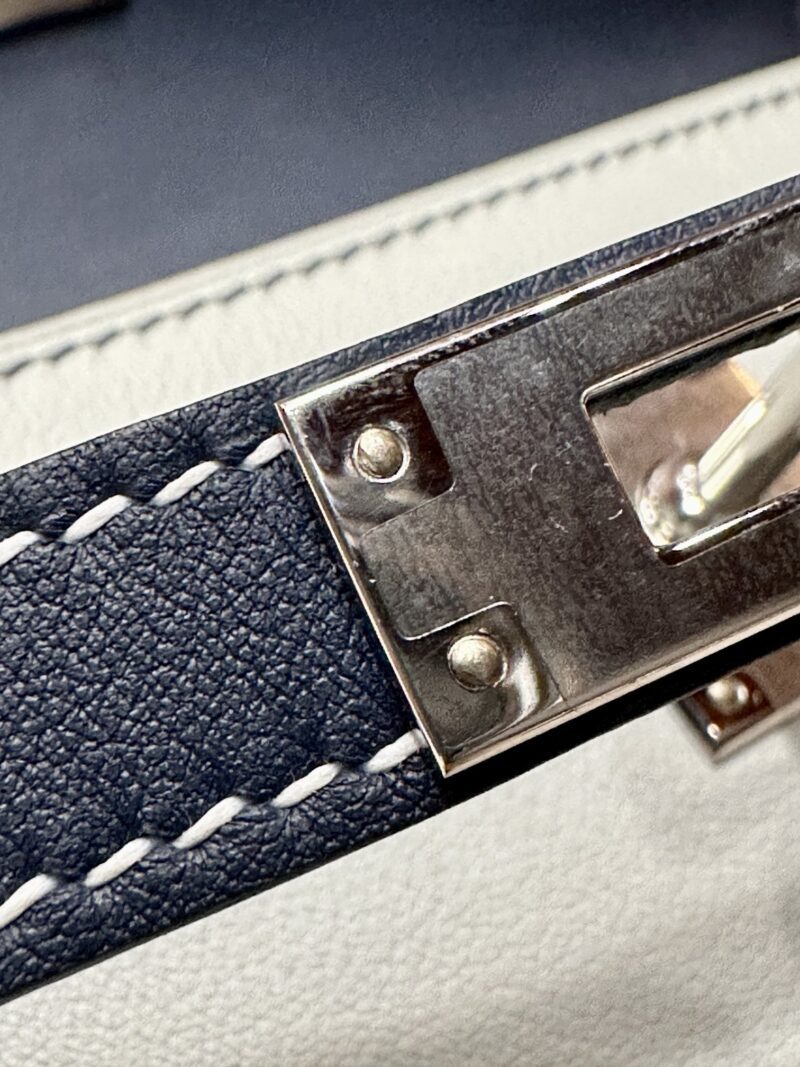 Hermès Kelly Pochette Blue Brume, Blue Navy Swift Palladium Hardware