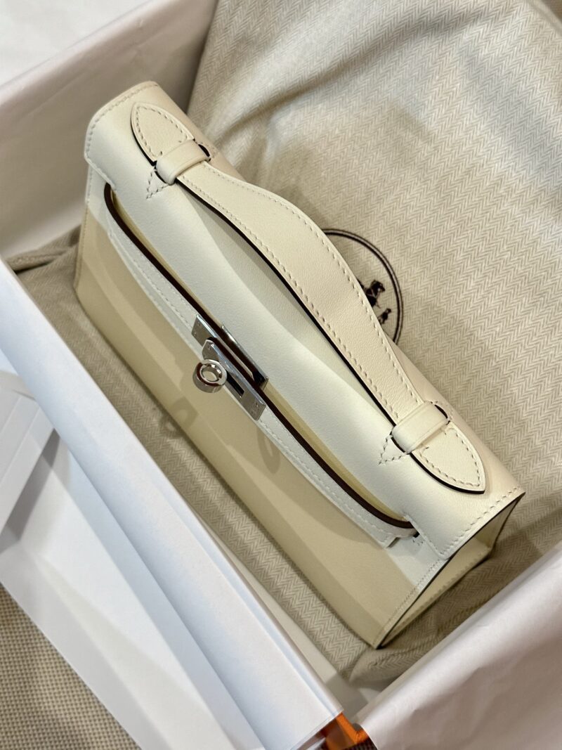 Hermès Kelly Pochette Craie, Silver Swift Palladium Hardware