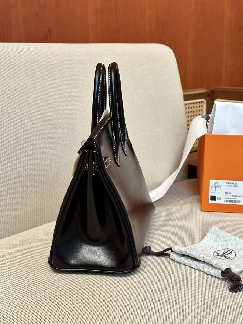 Hermès Birkin 25 Noir Box Palladium Hardware - Image 13