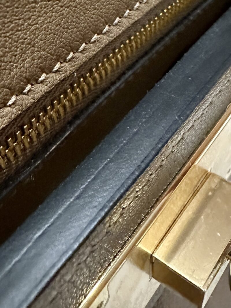 Hermès Mini Kelly 2424 Evercolor & Swift Beige Weimer & Etoupe Gold Hardware - Image 9