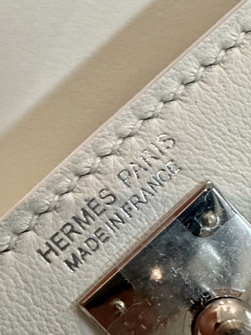 Hermès Mini Kelly Swift Blanc Silver Hardware - Image 12