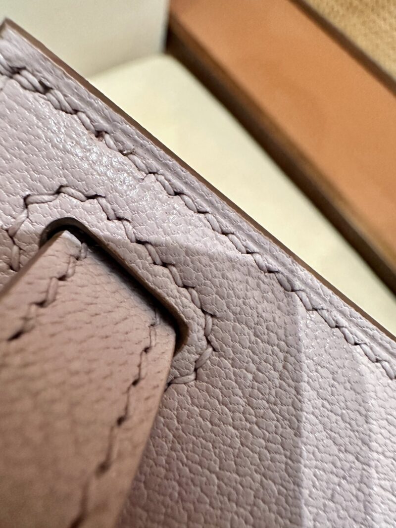 Hermès Mini Kelly 19 Chevre Mauve Pale & Gris Pearl Silver Hardware - Image 15