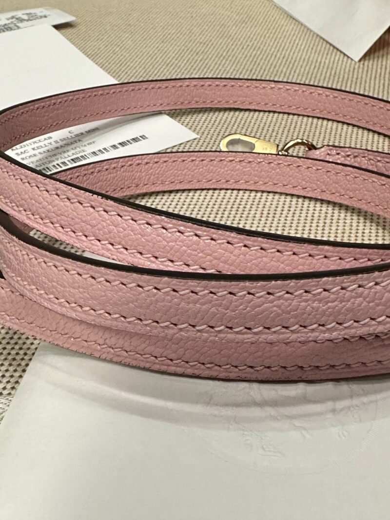 Hermès Mini Kelly 19 Chevre Nata & Rose Sakura Gold Hardware - Image 15