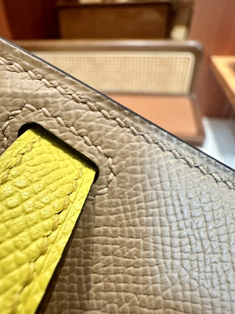 Hermès Mini Kelly Epsom Chai & Mauve Sylvestre & Jaune Citron Silver Hardware - Image 13