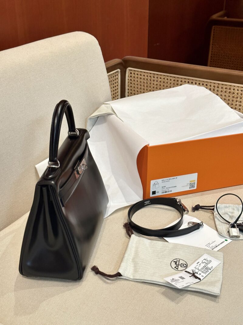 Hermès Kelly 28 Box Noir Silver Hardware - Image 5