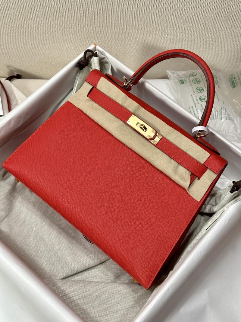 Hermès Kelly 25 Epsom Rouge Coeur Gold Hardware - Image 3