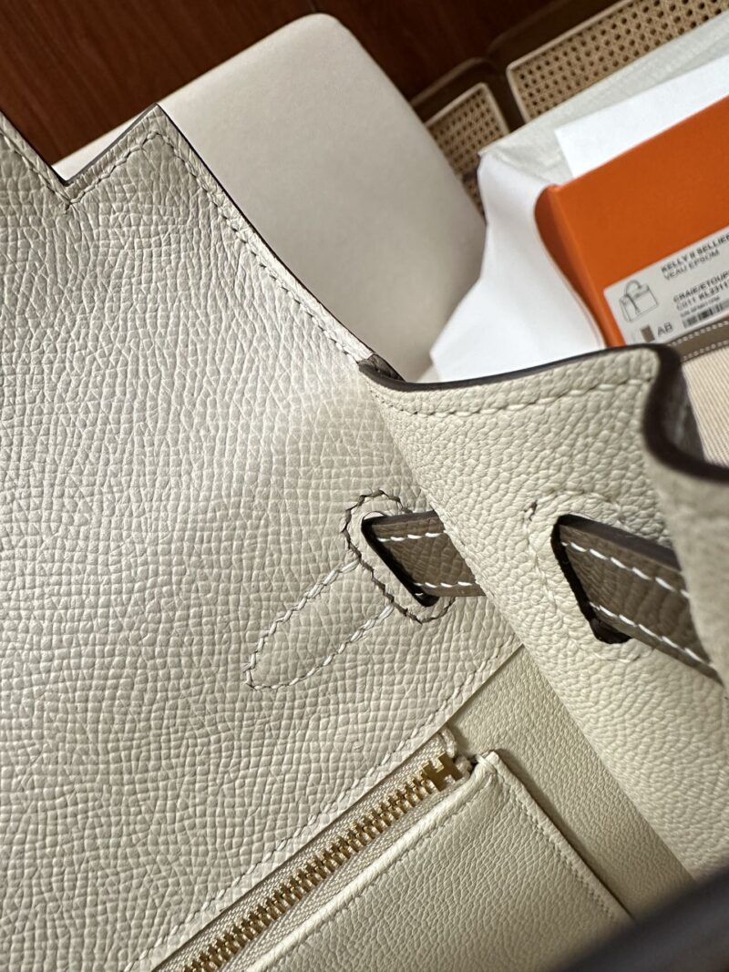 Hermès Kelly 25 Epsom Craie, Etoupe Gold Hardware - Image 11