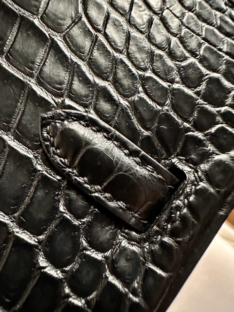 Hermès Birkin 25 Noir Matte Alligator Palladium Hardware - Image 9