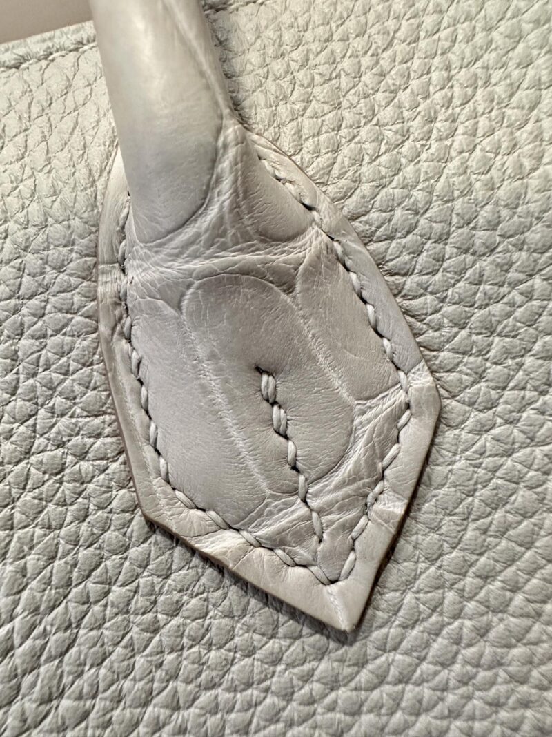 Hermès Birkin 25 Beton Crocodile, Togo Palladium Hardware - Image 10