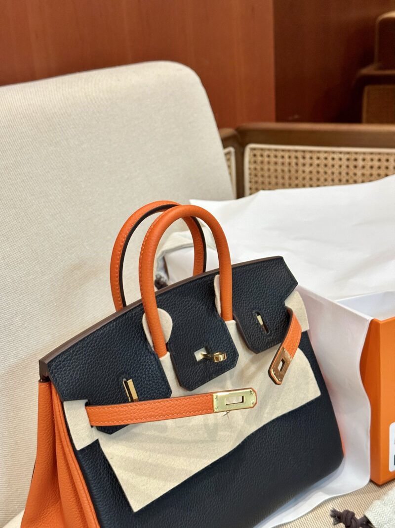 Hermès Birkin 25 Feu Orange, Noir Togo Gold Hardware - Image 6