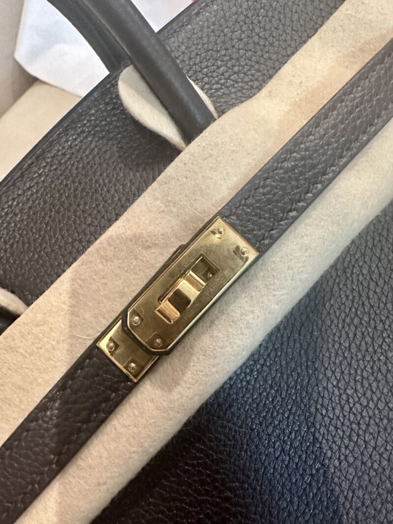Hermès Birkin 25 Ebene, Gold Togo Gold Hardware - Image 14