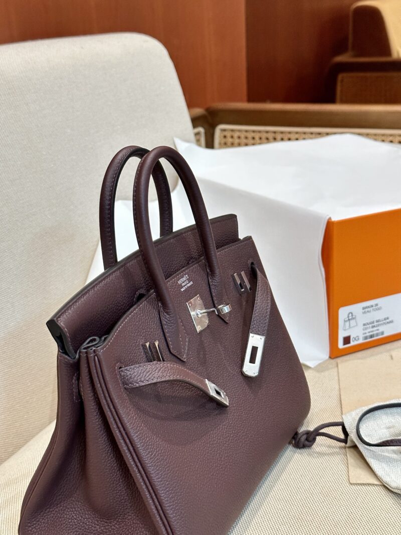 Hermès Birkin 25 Rouge Sellier, Silver Togo Palladium Hardware - Image 4