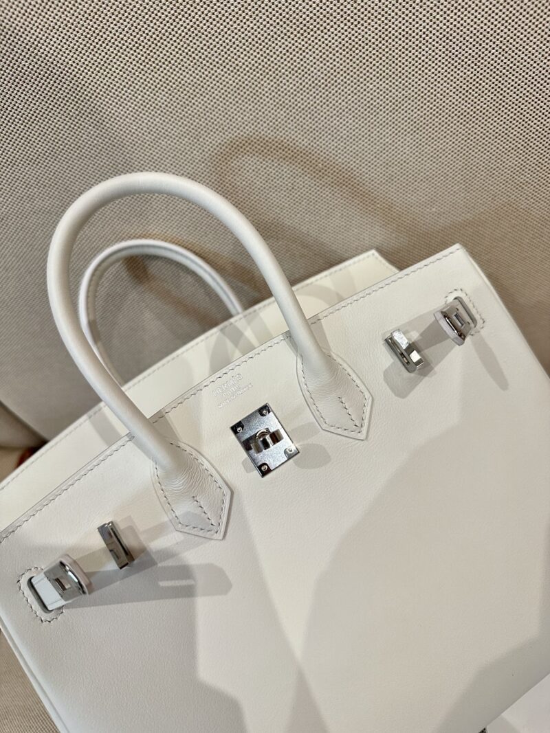 Hermès Birkin 25 New White Swift Palladium Hardware - Image 8