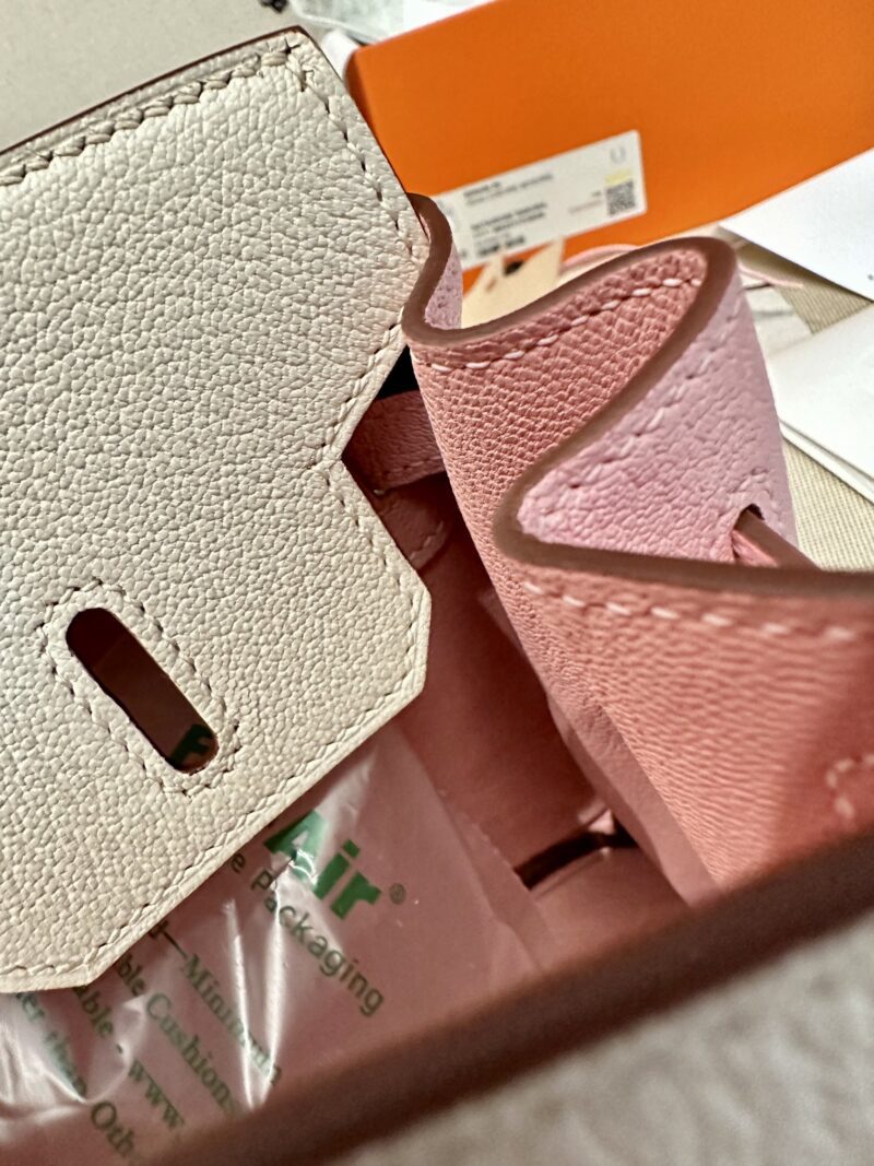 Hermès Birkin 25 Nata, Rose Sakura Chevre Palladium Hardware - Image 14